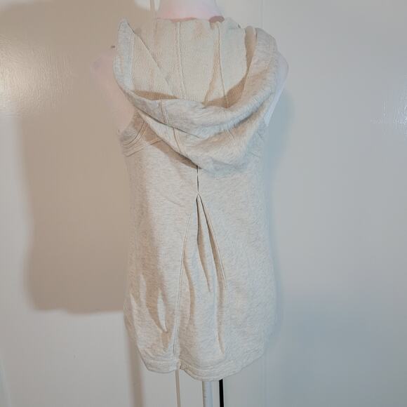 Athleta Size XXS Blissful Terry Vest Medium Oatmeal Heather Pleated Hooded Zip - Picture 3 of 9